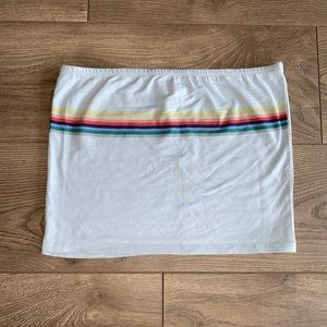 Blue tube top with rainbow stripe